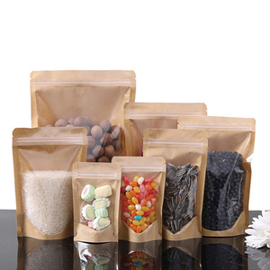 Custom Doypack Ziplock Brown White Kraft Craft Paper Standing up <b>Pouches</b> Food Packaging Zipper Bags With Window - Product Image 3