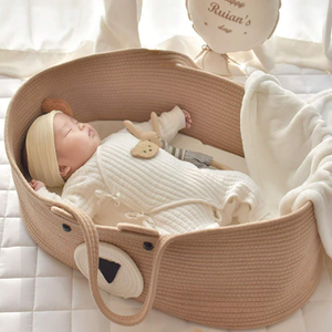 Cestino per neonati di sicurezza durevole con deposito per la corda di cotone portatile tessuto cesto per bambini - Product Image 5