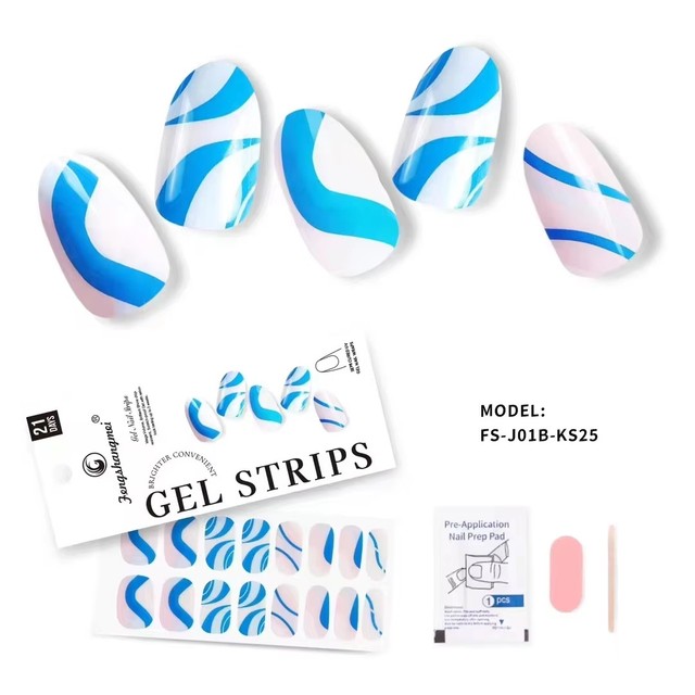 Eco-friendly Soft Full Cover Gel Nail Wraps Semi-cured Gel Strips with UV Model FSM-JT MSDS Certified Wholesale Nail Supplies