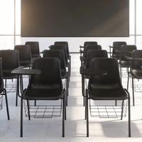 Chaise de formation ergonomique empilable avec tablette d'écriture, siège en PP, capacité de 600 lb, pour salles de classe et amphithéâtres scolaires