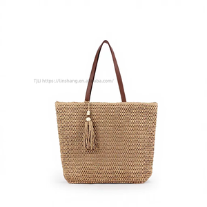 Nuevo Bolso de Mano con Marco Ovalado Trapezoidal, Estilo Casual para Vacaciones en la Playa, Combinable con Todo, con Borlas de Piel y Cierre, Bolso de Moda para Mujer, Tanjing - Product Image 1