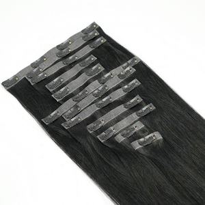 Amygirl European Style Natural Straight Virgin Remy <b>Hair</b> <b>Clip</b> <b>Ins</b> <b>Extensions</b> Machine Double Weft <b>Seamless</b> <b>Clip</b> Wholesale - Product Image 1