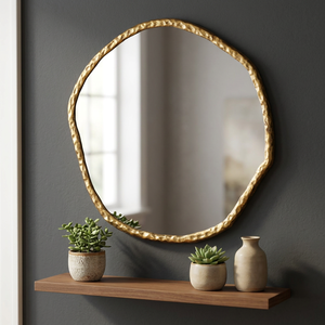 Miroir mural en laiton irrégulier fait main, bord décoratif bohème - Product Image 2