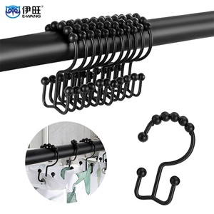 Attaches de rideau de douche en métal avec anneaux, crochets de tringle à rideau antirouille - Product Image 1