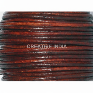 Cordon en cuir de vachette rond personnalisable 2 tons 3mm pour bijoux avec tailles disponibles 1mm 1.5mm 2mm 4mm 5mm 6mm 7mm 8mm - Product Image 1