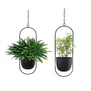 ชุดกระถางแขวนเหล็กสีดำขนาดใหญ่ 2 ขนาด สำหรับตกแต่งสวน - Product Image 1