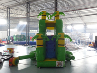 Toboggan aquatique gonflable Jungle Palm Tree 6,3x2x3,4m en PVC, toboggan aquatique gonflable commercial avec piscine à jets d'eau pour enfants