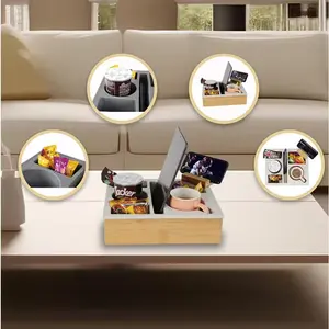 Đa-chức năng mộc mạc đi văng sofa tay vịn cup chủ tre đi văng cánh tay Snack khay tổ chức