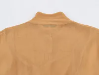 Robe longue décontractée à col montant marron avec lacets et boutons, manches longues lanternes, pour femmes