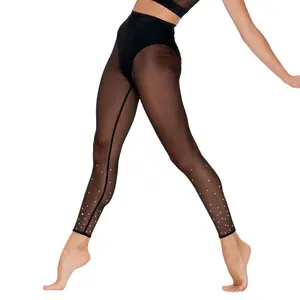 MiDee Mesh Athletic Strumpfhose mit kurzen Frauen Sexy Transparente Lange Hose Moderne Lyrical Stage Dance wear Shine Strass hose