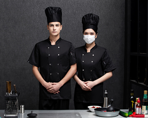 Chaqueta de Chef Unisex de Manga Corta con Cierre de Botones, de Lona de Poliéster Transpirable, Uniforme de Cocina para Hotel - Product Image 5