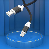 Cable de Carga TPE Negro USB-A a USB-C de 6 pies con Carcasa Metálica, Carga Rápida y Sincronización de Datos para Dispositivos Móviles
