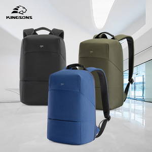 Kingsons Laptop <b>Backpack</b> 15.6 Inch Anti-Theft <b>Men</b> Business Commuter Bag Solid Color <b>Black</b> Green Blue - Product Image 1