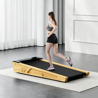 Tapis roulant manuel pliable en bois non motorisé, équipement de gym commercial, écran LED, inclinaison à 3 niveaux pour usage intensif
