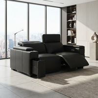 Ensemble de canapés inclinables 3-2-1 en cuir véritable avec fonction de réglage multi-angles et lampe de lecture pour salon et bureau