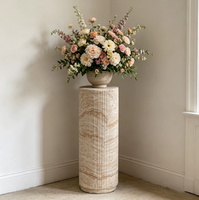 Table d'appoint rétro texturée effet pierre, pièce décorative créative en colonne romaine, base haute pour pot de fleurs, pour salon et balcon
