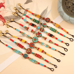 <span class=keywords><strong>Bracciale</strong></span> Etnico Tibetano Nepalese <span class=keywords><strong>con</strong></span> Ciondoli in Rame Direttamente dalla Fabbrica Braccialetto Vintage Fatto a Mano <span class=keywords><strong>con</strong></span> Perline Geometriche e Campanellino - Product Image 1