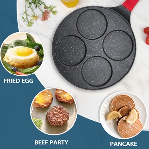 High Quality 4-Hole Round Egg Frying <b>Pot</b> Non-Stick Aluminium Kitchen Cookware <b>Sets</b> Waffle Pancake Frying Pan Made of Metal - Product Image 2