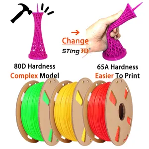 Sting3d cứng để mềm Phát minh mới mới đến TPU in như PLA Filament 1.75mm 3D máy in mềm PLA linh hoạt Filament