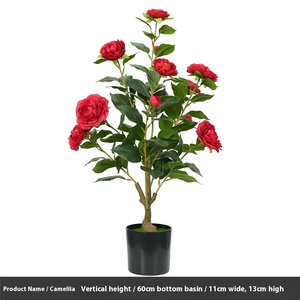 Grand camélia vert arbre Simulation décoration de sol de maison avec fausse <span class=keywords><strong>plante</strong></span> de fleur en plastique pour <span class=keywords><strong>Amazon</strong></span> gros ornements en pot - Product Image 6