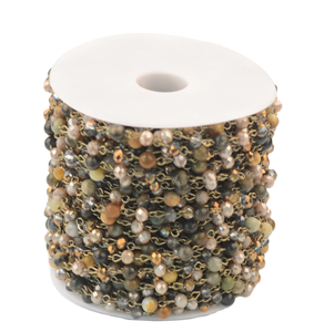 Yiwu-Conjunto de cuentas de cristal Y piedra, 6x8mm, hecho a mano, personalizado, cadena para D I Y joyería - Product Image 4