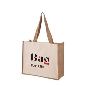 Fashion Custom Logo Printing Women's Linen <b>Handbag</b> Gift Shopping Product Tote Jute Bag for Business Giveaway - Product Image 3