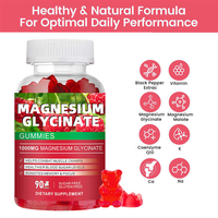 OEM Private Label Magnesium Glycinaat Gummies 1000mg voor Volwassenen Verbeterd Geheugen Slaap Ontspanning Suiker Vrij Vegan 60 Stuks