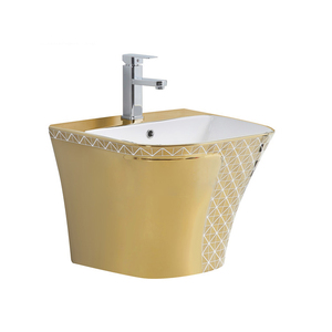 Ensemble de sanitaires de salle de bain de luxe couleur or, WC monobloc, cuvette de toilette suspendue, lavabo en céramique, ensemble de toilettes dorées - Product Image 3