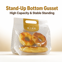 Sac composite PET CPP sur mesure ODM/OEM pour l'emballage de pain, pâtisseries, snacks et aliments, avec soufflet de fond et poignée