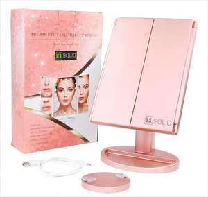 Haut niveau d'apparence <span class=keywords><strong>triple</strong></span> pli LED <span class=keywords><strong>miroir</strong></span> cosmétique interrupteur tactile 3x/2 surface de loupe <span class=keywords><strong>miroir</strong></span> cosmétique de bureau - Product Image 6