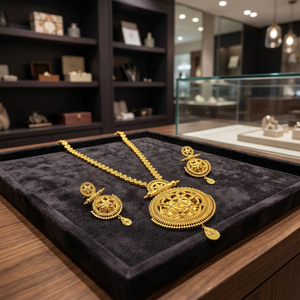 Wholesale 14K 18K 24K Micro Gold Filled Forming <b>Long</b> <b>Necklaces</b> Set, Fashion Jewelry Set, Traditional Floral Design Jewelry Set. - Product Image 4