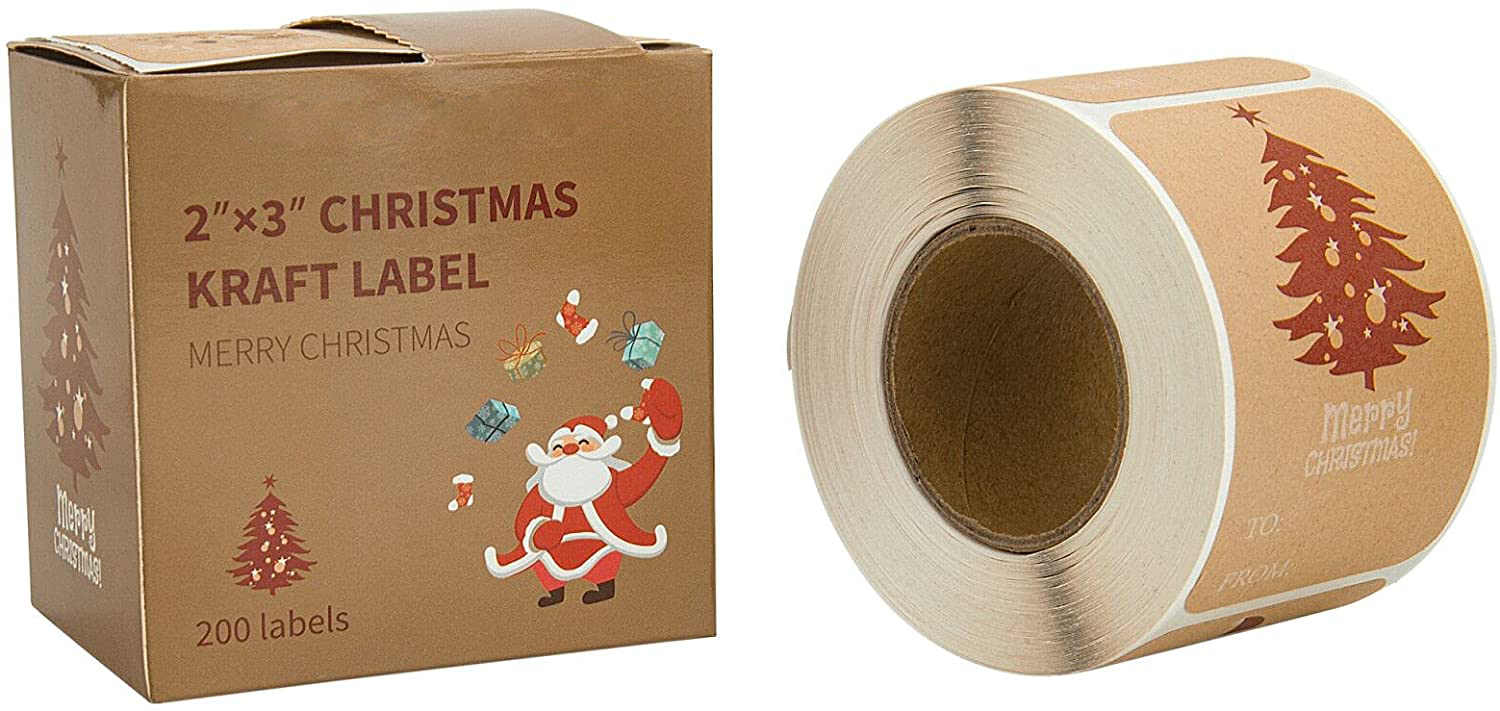 Tengen Beautiful Pattern Design High Quality Kraft Paper Material Kraft Gift Label Gift Stickers 2 x 3 Inch 200 Total