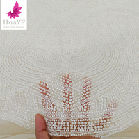 Dentelle de mariage brodée de perles et de sequins de haute qualité HY2804, blanc pur, super haute densité