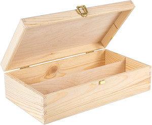 Unpainted Natural Wood Wooden Box for Tea Storage 2 Bottles Wine Holder for Christmas Birthday Valentine's Day Anniversary <b>Gift</b> - Product Image 5