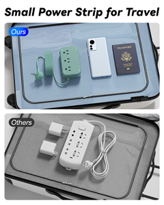 Mini multiprise verte à 3 prises avec 3 ports USB-C et 2 ports USB-A, câble de 1,8 m, conception de sécurité ABS pour usage résidentiel - Product Image 6