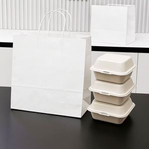 Wholesale Custom Print logo Restaurant Takeaway Retail Shopping <b>Small</b> Medium Size Paper Bags With Twisted Handle - Product Image 1