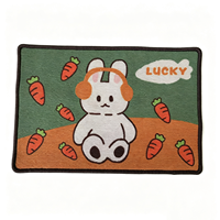 Tapis de bain oriental en polyester à motif de lapin et de carotte personnalisé, absorbant l'eau, antidérapant, pour l'entrée, décoration de sol intérieure