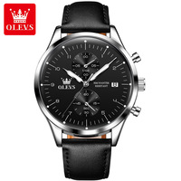 Montre-bracelet pour homme OLEVS 2880 personnalisée, étanche, lumineuse, chronographe haut de gamme, mouvement à quartz, mode, affaires, usage quotidien