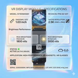 SeeYA 1.03" Micro AMOLED 2560x2560 RGB <strong>2.</strong>5K Resolution 1800/3000 Nits High Brightness MIPI 81-Pin Interface VR/AR Glasses - Product Image 3