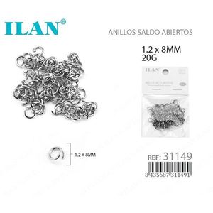 Anelli aperti Ilan 1,2x8mm colore argento 20G per la creazione di gioielli - Product Image 3