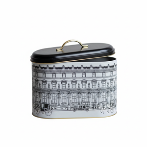 Kontensan Vintage Cityscapes Illustration 178 X 338 X 200 mm Metal Bread Box 9.8L Capacity Handle Food <b>Storage</b> <b>Container</b> ER002T9 - Product Image 2