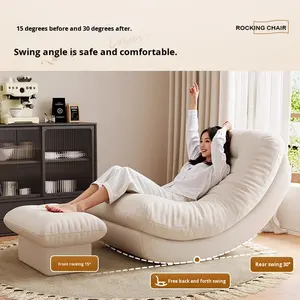 <span class=keywords><strong>Fauteuil</strong></span> inclinable Moon, design moderne et simple, revêtement en daim, <span class=keywords><strong>fauteuil</strong></span> simple pour balcon, salon, maison, loisirs, adulte - Product Image 2