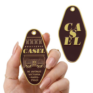 Porte-clés personnalisés en métal plaqué or, alliage de zinc, émail, logo Brasserie <span class=keywords><strong>Paris</strong></span>, porte-clés rétro pour hôtel, pour cadeau - Product Image 1