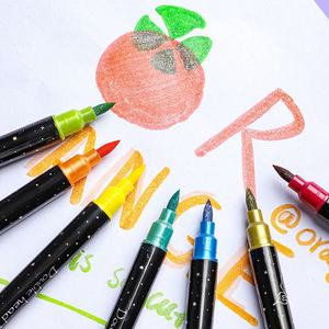 Marqueurs à paillettes double couleur à double <span class=keywords><strong>pointe</strong></span>, feutres à <span class=keywords><strong>pointe</strong></span> épaisse en plastique pour dessin manuel des enfants, <span class=keywords><strong>pointe</strong></span> souple, non-décolorants, ensemble nacré - Product Image 4