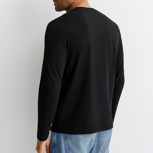 Herstelleranfertigung Komfort-Baumwoll-Langarmshirts Dehnbare Rundhals-Thermoshirts Lässige T-<span class=keywords><strong>Shirts</strong></span> für Herren - Product Image 6