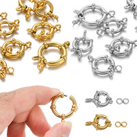 Fermoir à ressort rond rectangulaire élégant en acier inoxydable plaqué or 18 carats, accessoire de bijouterie pour collier et bracelet DIY