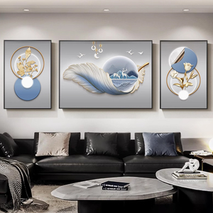 LuxuryLiving Room decoración del hogar pinturas moderno minimalista sofá Fondo pared cristal porcelana diamante tríptico - Product Image 4