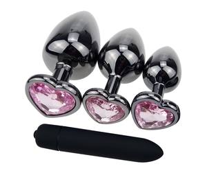 Gun Black Plating Metall <span class=keywords><strong>Anal</strong></span> <span class=keywords><strong>Plug</strong></span> Herz Basis Schmuck Dildo Vibrator Prostata Massage gerät <span class=keywords><strong>Bullet</strong></span> Vibrator Butt <span class=keywords><strong>Plug</strong></span> für Sex Produkte - Product Image 4
