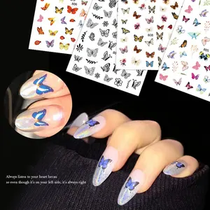 Novo estilo venda quente adesivos coloridos atacado diy 2D decalques de unhas borboleta nail art adesivos