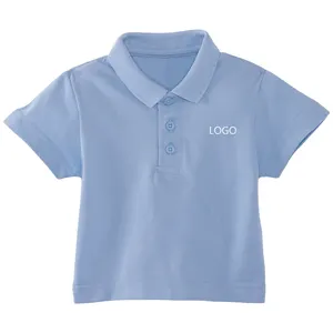 Seragam Sekolah Klasik Poliester Katun Campuran Pique Polos Polo Shirt Lengan Pendek Unisex Polos untuk Anak Laki-laki dan Perempuan